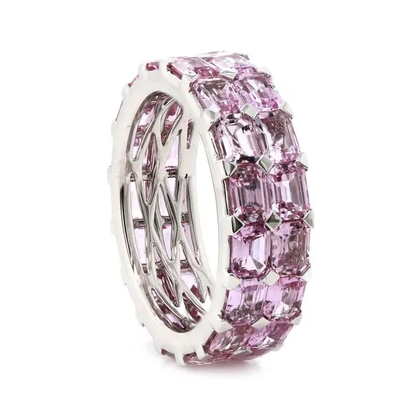 Light Pink Sapphire Three Row Eternity Band Joe Escobar Diamonds Campbell, CA