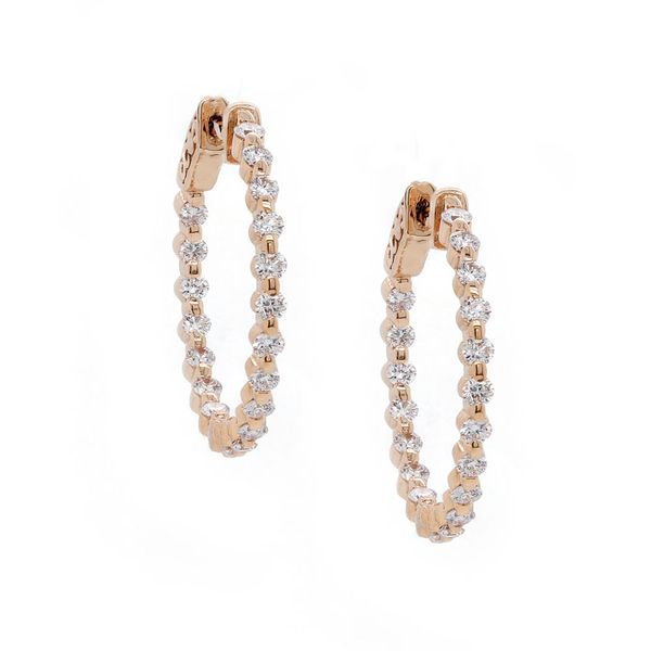 Rose Gold Single Prong Hoop Earring Joe Escobar Diamonds Campbell, CA