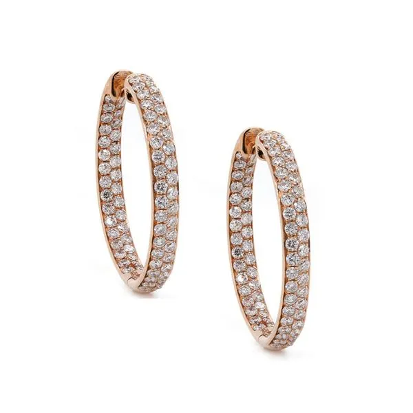 Rose Gold Inside Out Diamond Hoop Earrings Joe Escobar Diamonds Campbell, CA