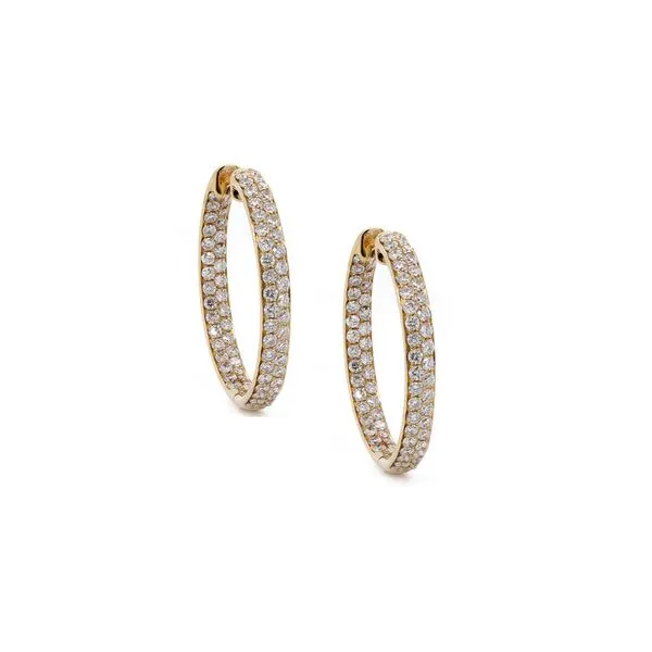 Yellow Gold Inside Out Diamond Hoop Earrings Joe Escobar Diamonds Campbell, CA