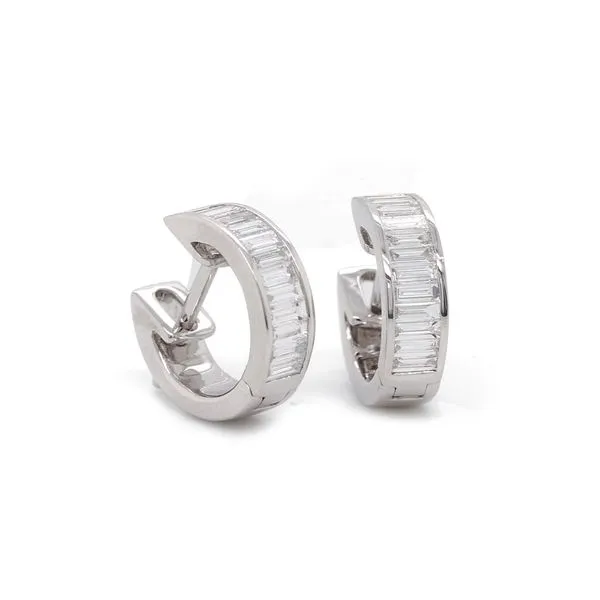 Baguette Diamond Channel Set Hoop Earrings Joe Escobar Diamonds Campbell, CA