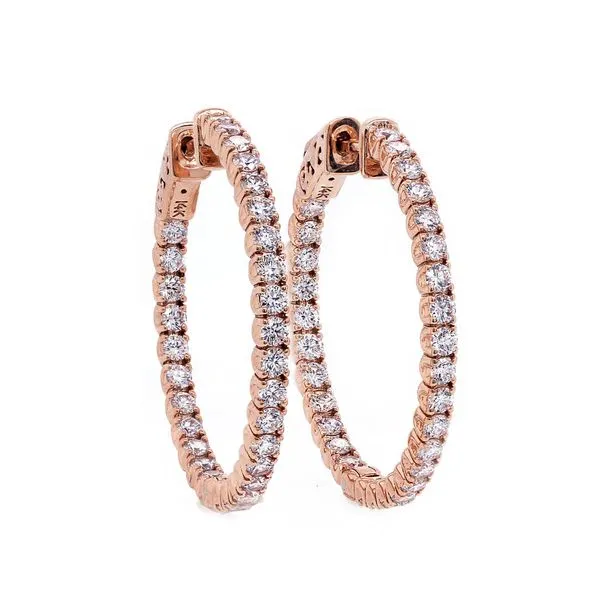 Rose Gold Diamond Hoop Earrings 24mm Joe Escobar Diamonds Campbell, CA