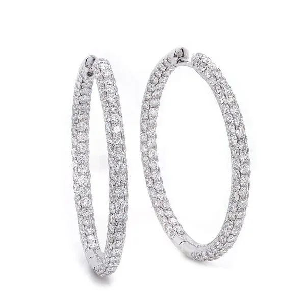 Three Sided Diamond Hoop Earrings 35mm Joe Escobar Diamonds Campbell, CA