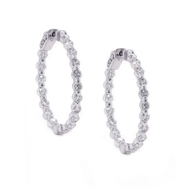 Single Prong Diamond Hoop Earrings 31mm Joe Escobar Diamonds Campbell, CA