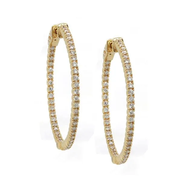 Yellow Gold Inside-Out Diamond Hoop Earrings Joe Escobar Diamonds Campbell, CA