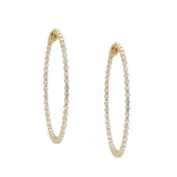 Single Prong Diamond Hoop Earrings 50mm Joe Escobar Diamonds Campbell, CA