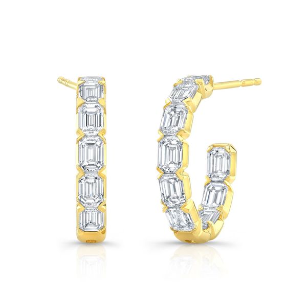 Rahaminov design Emerald Cut Diamond Hoop Earrings Joe Escobar Diamonds Campbell, CA