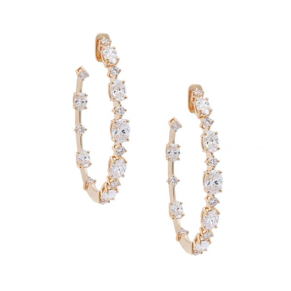 Hoop Earrings with Oval and Round Diamonds Joe Escobar Diamonds Campbell, CA