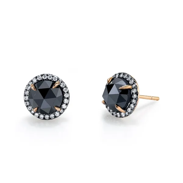 Rose Gold Black Diamond Stud Earrings Joe Escobar Diamonds Campbell, CA