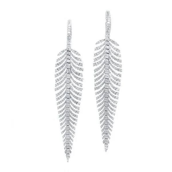 Diamond Feather Drop Earrings Joe Escobar Diamonds Campbell, CA