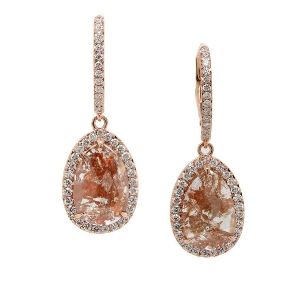 Pink Diamond Halo Drop Earrings Joe Escobar Diamonds Campbell, CA