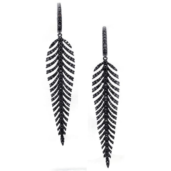 Black Diamond Feather Earrings Joe Escobar Diamonds Campbell, CA