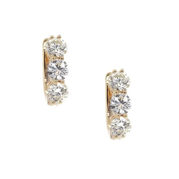 Three Stone Diamond Huggie Hoop Earrings Joe Escobar Diamonds Campbell, CA