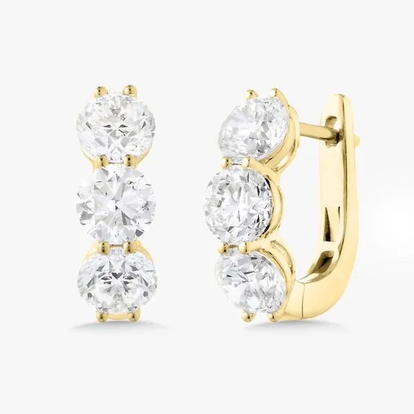 Three Stone Diamond Hoop Earrings Joe Escobar Diamonds Campbell, CA
