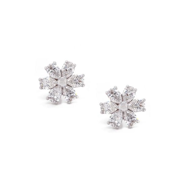 Petite Diamond Flower Stud Earrings Joe Escobar Diamonds Campbell, CA