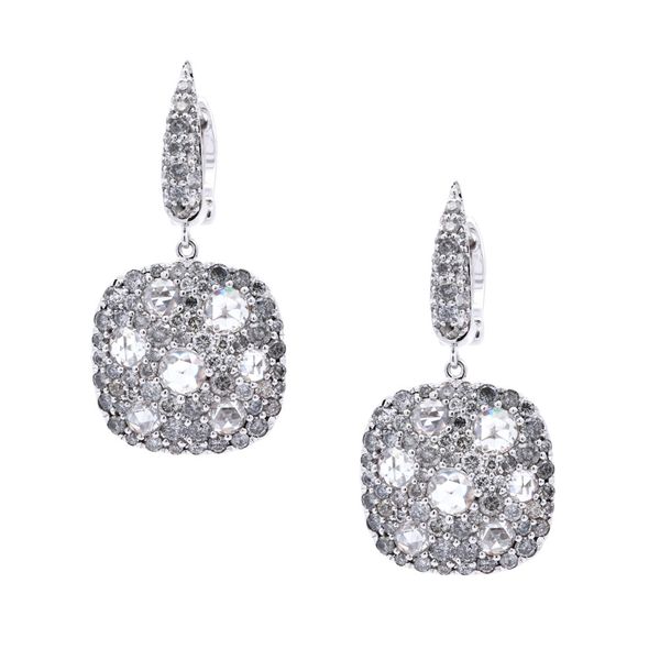 Rose Cut and Brilliant Cut Diamond Dangle Earrings Joe Escobar Diamonds Campbell, CA