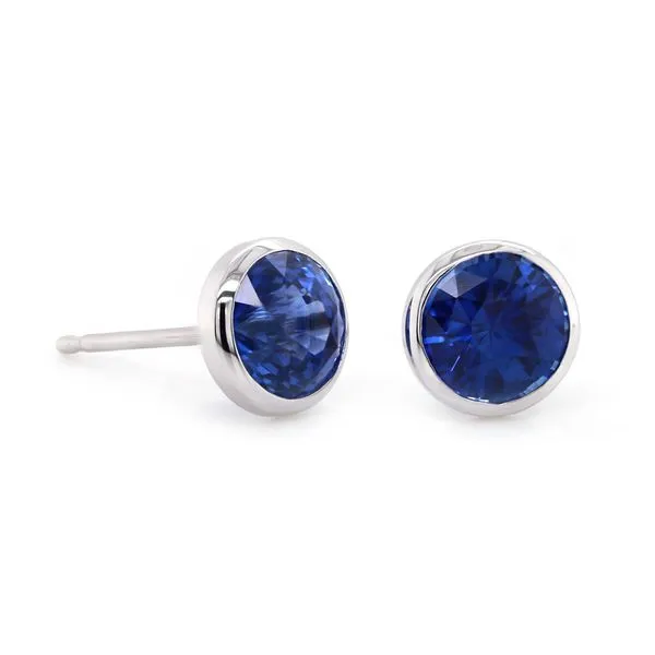 Bezel Set Sapphire Stud Earrings Joe Escobar Diamonds Campbell, CA