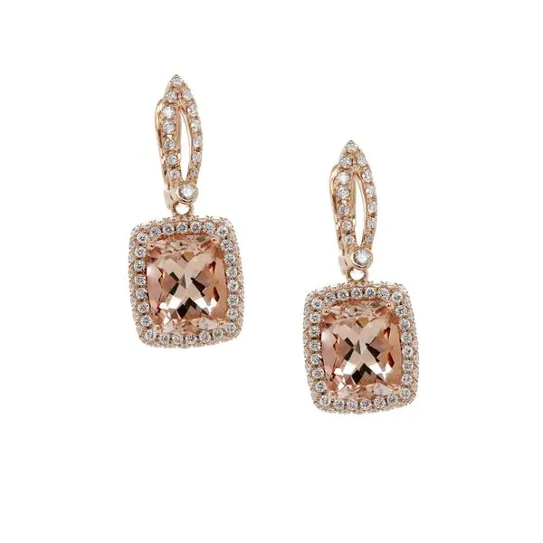 Morganite Rose Gold Halo Earrings Joe Escobar Diamonds Campbell, CA