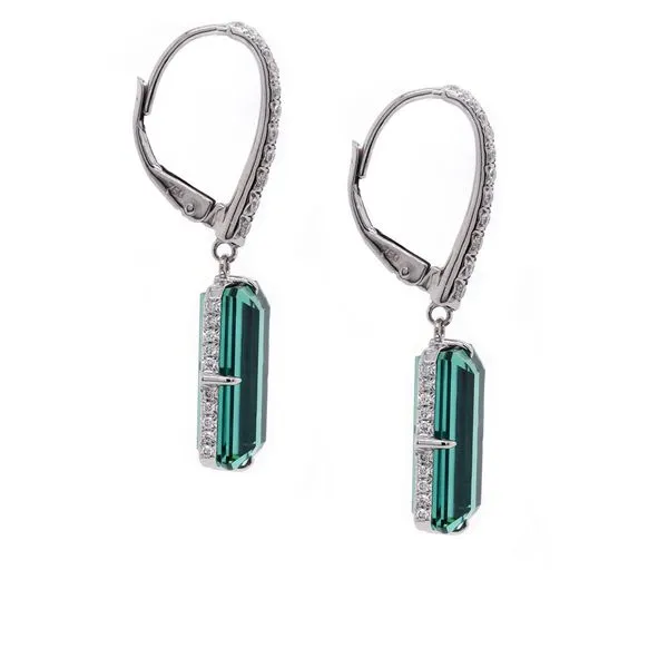Emerald Cut Tourmaline Drop Earrings Image 2 Joe Escobar Diamonds Campbell, CA