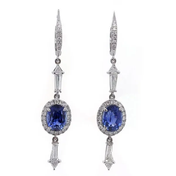 Oval Blue Sapphire Drop Earrings Joe Escobar Diamonds Campbell, CA