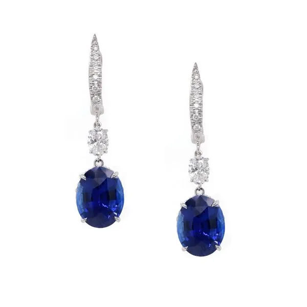 Royal Blue Sapphire Drop Earrings Joe Escobar Diamonds Campbell, CA