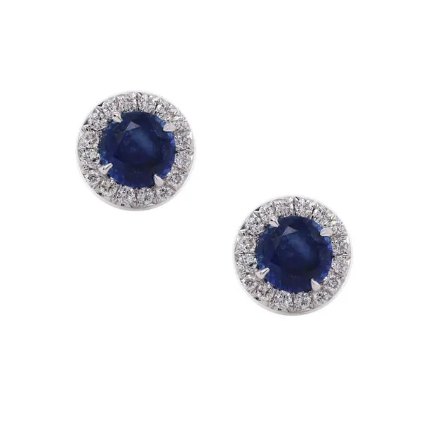Sapphire Stud Halo Earrings 1.33ct twt Joe Escobar Diamonds Campbell, CA