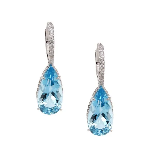 Pear Aquamarine Hidden Halo Drop Earrings Joe Escobar Diamonds Campbell, CA