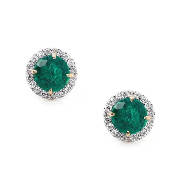 Emerald Halo Stud Earrings Joe Escobar Diamonds Campbell, CA