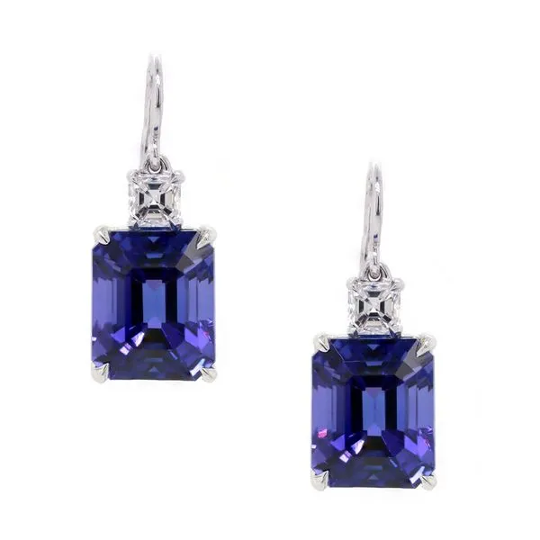 Step Cut Tanzanite Drop Earrings Joe Escobar Diamonds Campbell, CA