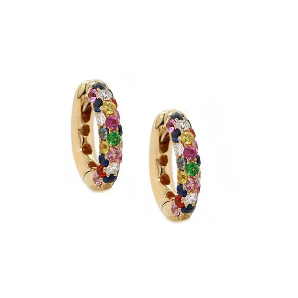 Multi Color Sapphire Hoop Earrings Joe Escobar Diamonds Campbell, CA