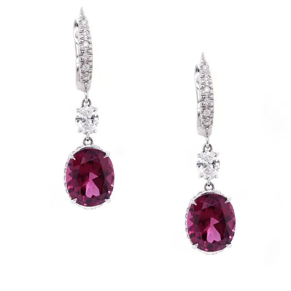 Garnet and Diamond Drop Earrings Joe Escobar Diamonds Campbell, CA