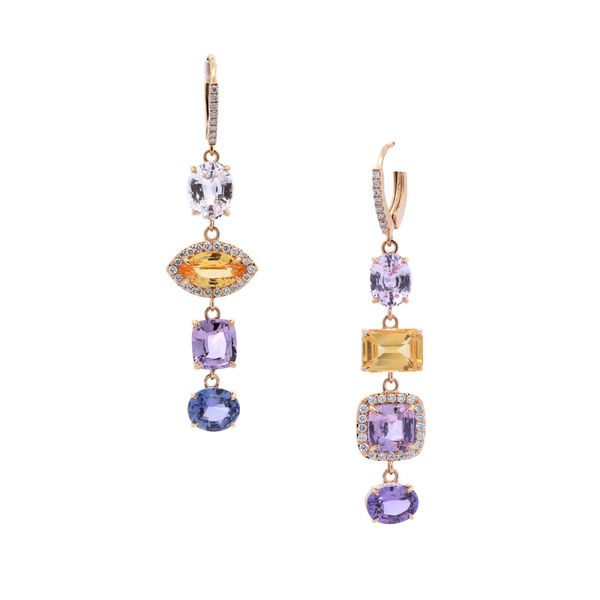 Multi-Color Sapphire Drop Earrings Joe Escobar Diamonds Campbell, CA