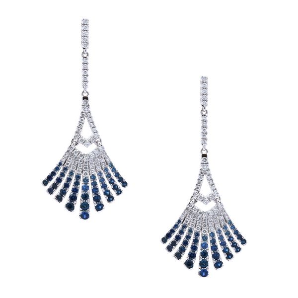 Blue Sapphire and Diamond Drop Earrings Joe Escobar Diamonds Campbell, CA