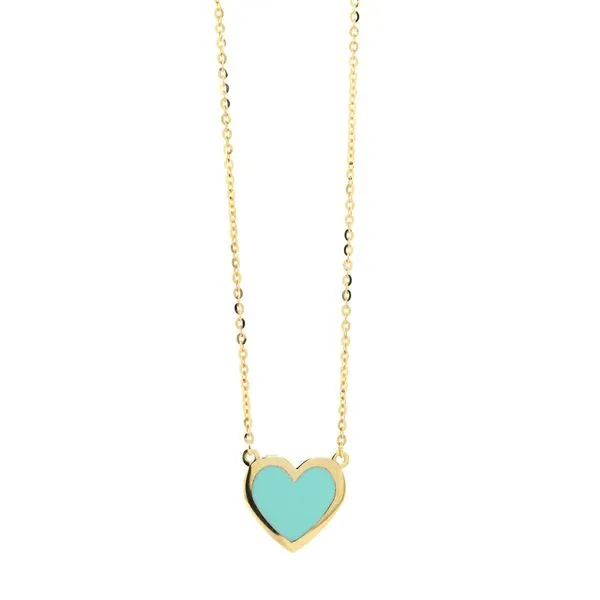 Blue Enamel Heart Pendant Joe Escobar Diamonds Campbell, CA