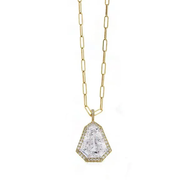 Shield Cut Diamond Halo Pendant Joe Escobar Diamonds Campbell, CA
