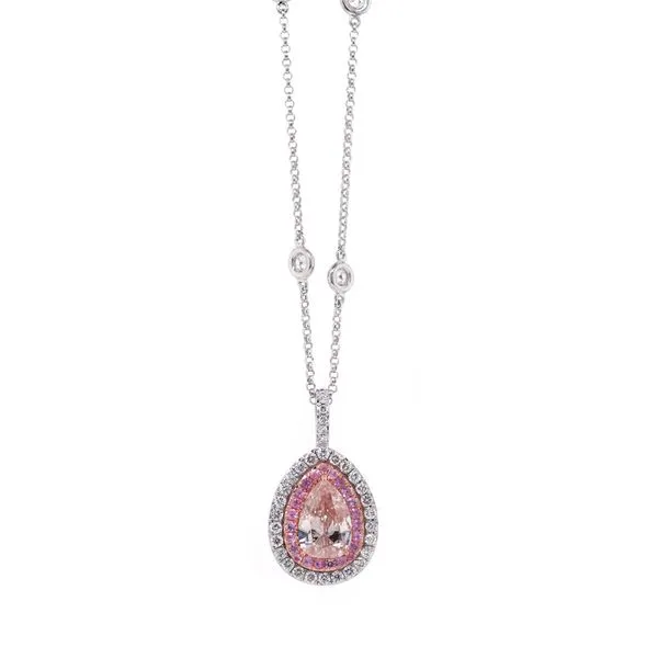 Pink Diamond Pear Double Halo Pendant Joe Escobar Diamonds Campbell, CA