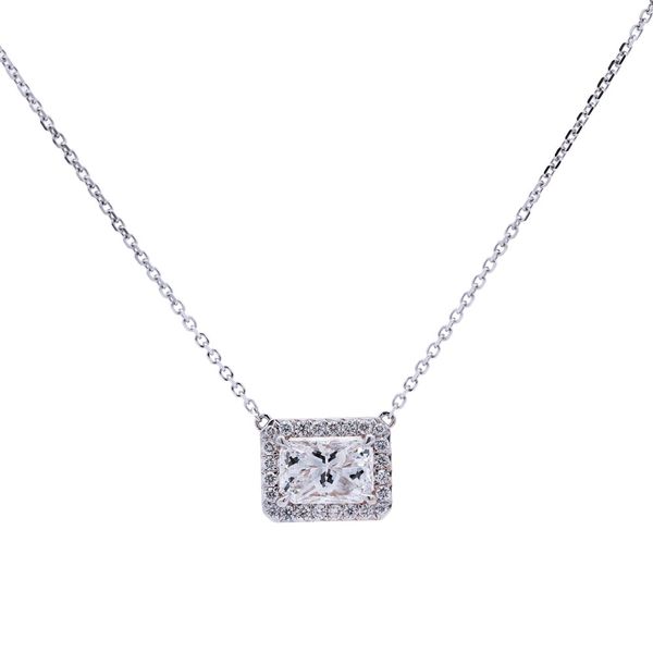 Radiant Cut Diamond Halo Pendant Joe Escobar Diamonds Campbell, CA