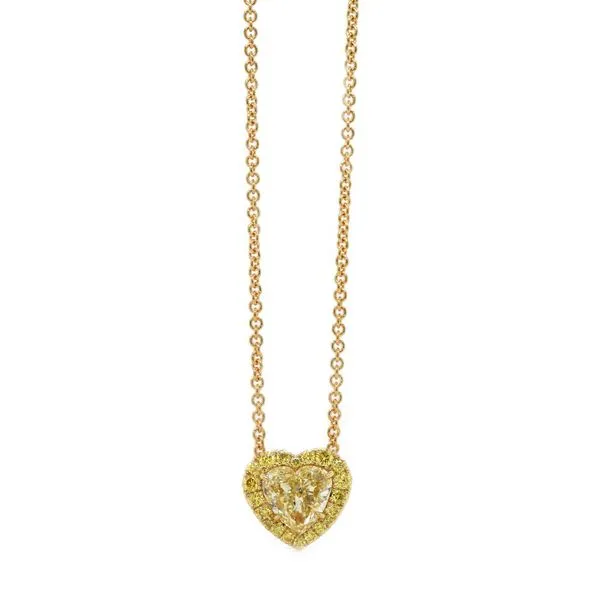 Heart Shaped Yellow Diamond Halo Pendant Joe Escobar Diamonds Campbell, CA