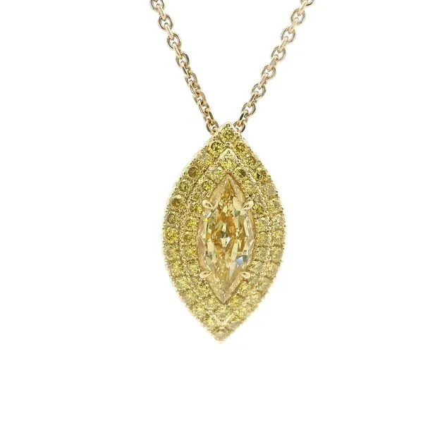 Marquise Yellow Diamond Halo Pendant Joe Escobar Diamonds Campbell, CA