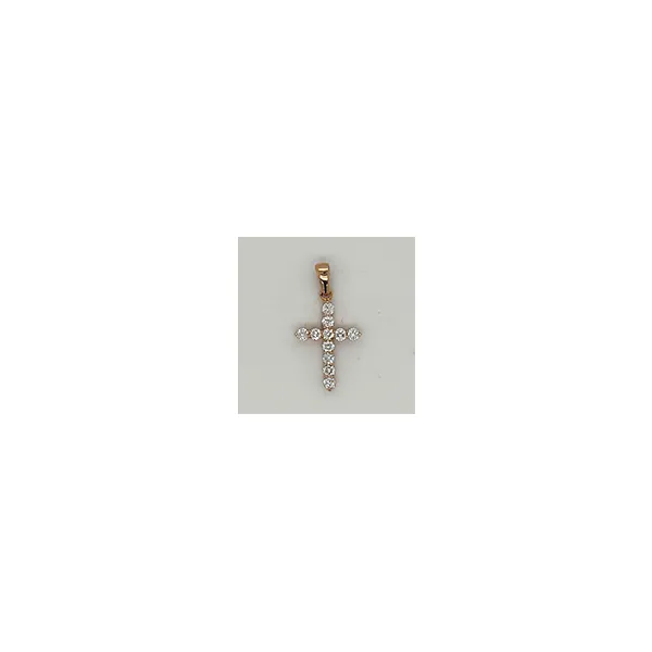 Rose Gold Diamond Cross Pendant Image 2 Joe Escobar Diamonds Campbell, CA