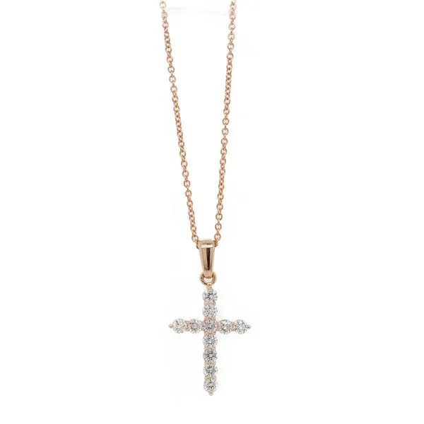 Rose Gold Diamond Cross Pendant Joe Escobar Diamonds Campbell, CA