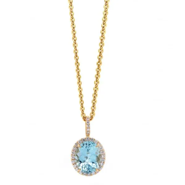 Aquamarine Halo Pendant Joe Escobar Diamonds Campbell, CA