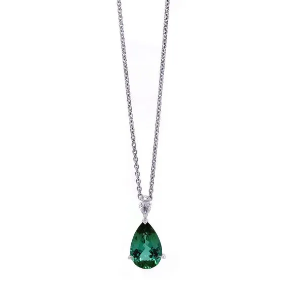 Pear Green Tourmaline Drop Pendant Joe Escobar Diamonds Campbell, CA