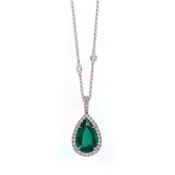 Pear Emerald Halo Pendant Joe Escobar Diamonds Campbell, CA