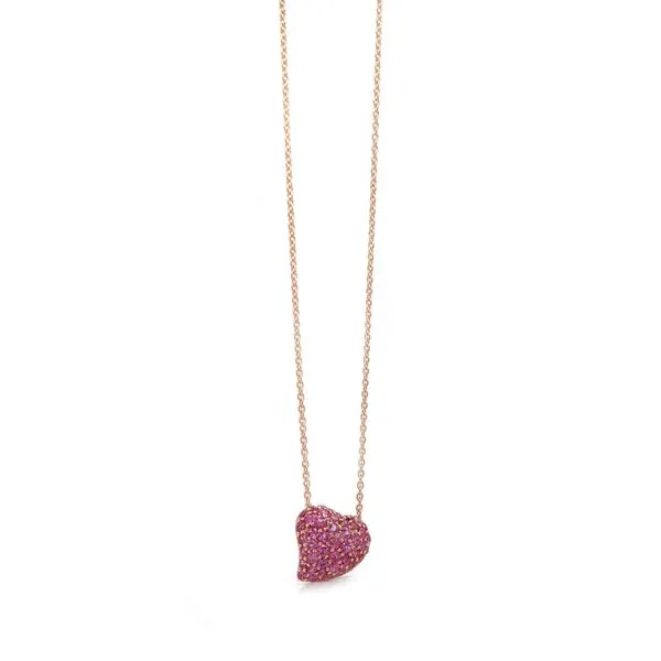 Pink Sapphire Pave Heart Pendant Joe Escobar Diamonds Campbell, CA