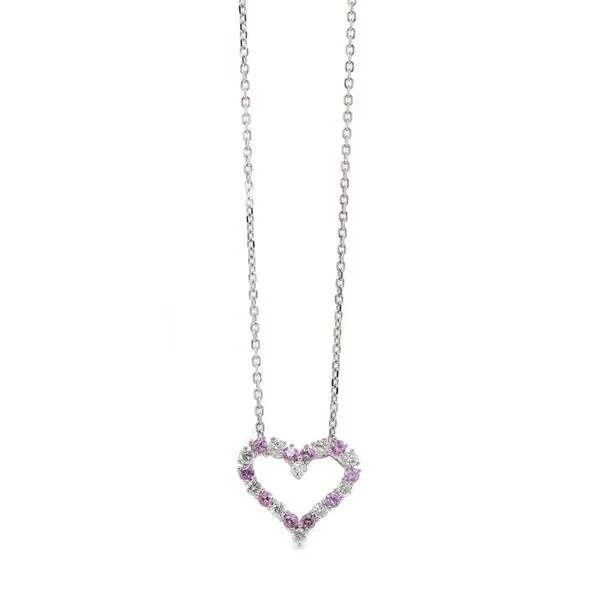 Pink Sapphire and Diamond Heart Pendant Joe Escobar Diamonds Campbell, CA