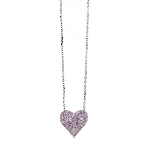 Pink Sapphire and Diamond Heart Pendant Joe Escobar Diamonds Campbell, CA