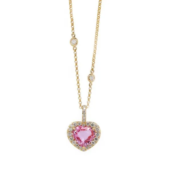 Unheated Heart Pink Sapphire Halo Pendant Joe Escobar Diamonds Campbell, CA