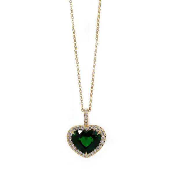 Green Tourmaline Heart Shaped Halo Pendant Joe Escobar Diamonds Campbell, CA