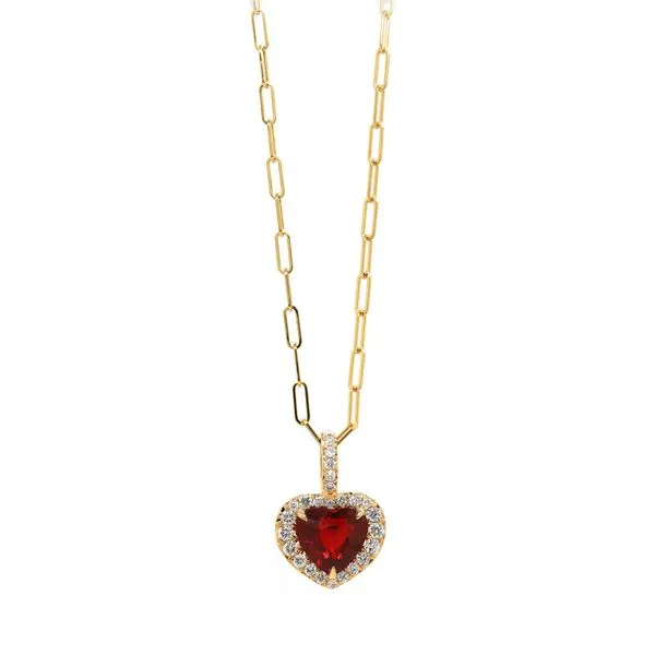 Unheated Heart Ruby Halo Pendant Joe Escobar Diamonds Campbell, CA
